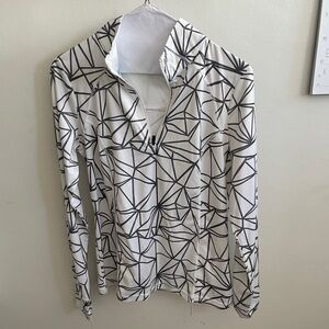 Gray and white quarter zip